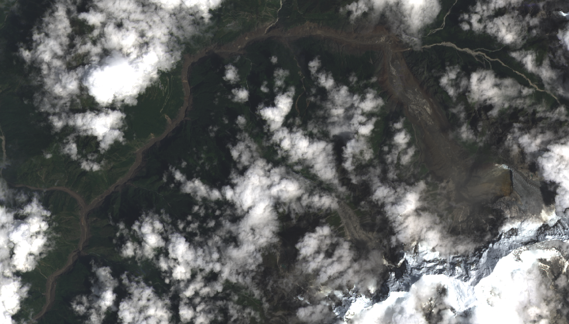 Landsat satellite image showing the aftermath of the 26 August 2026 Nepal floods